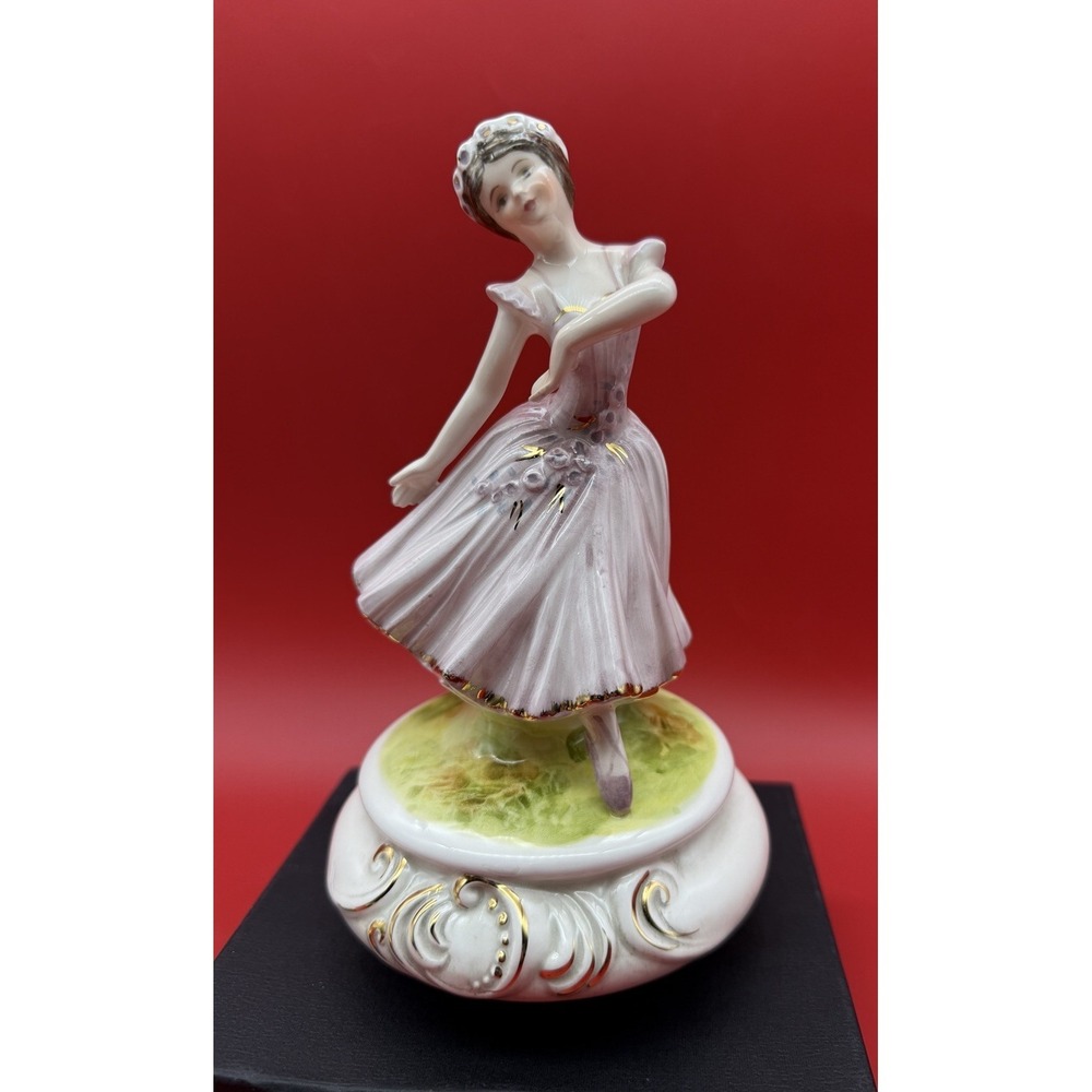 Vintage Schmid Ballerina Music Box Japan Hand Painted 7.5"